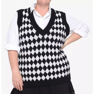 Black & White Diamond Sweater Vest